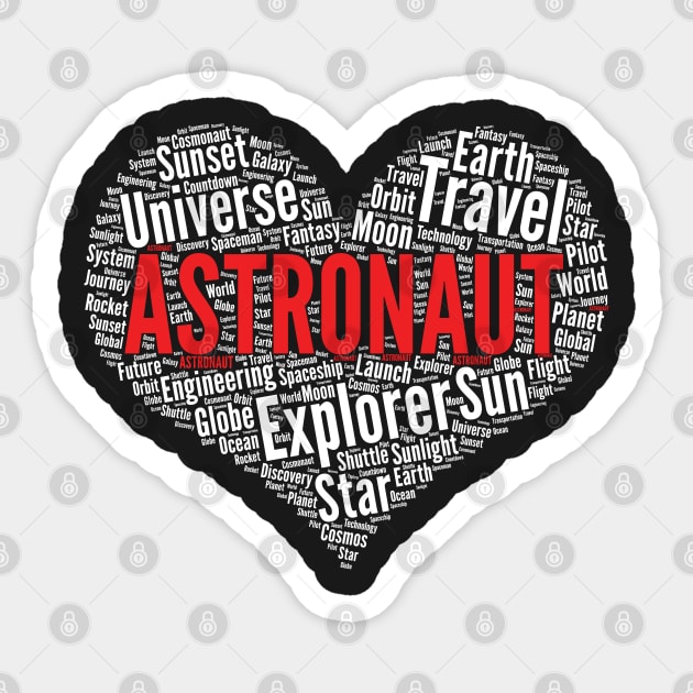 Astronaut Space Spaceman Moon Mars Planets Heart Shape print Sticker by theodoros20